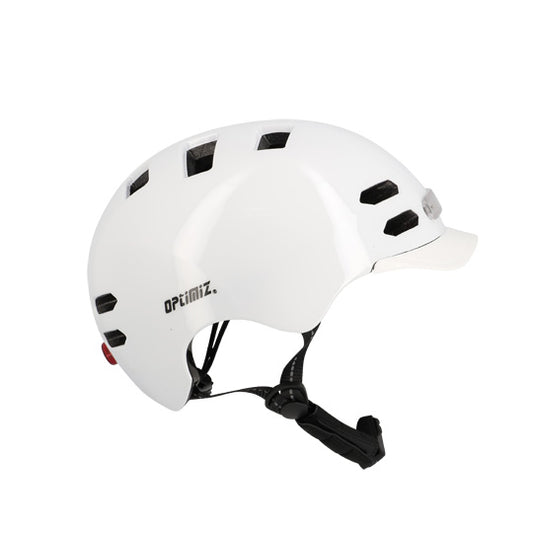 CASQUE URBAIN OPTIMIZ O374 BLANC BRILLANT IN MOLD REG. OCCIPITAL ECLAIR. AV/AR T.M (55/58)