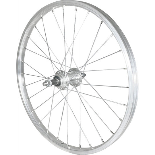 ROUE VELO ENFANT 20" AR ECROU AXE PLEIN JANTE ARGENT MACH1 M110 MOYEU MICHE ALU 28T 5/6/7