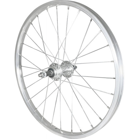 ROUE VELO ENFANT 20" AR ECROU AXE PLEIN JANTE ARGENT MACH1 M110 MOYEU MICHE ALU 28T 5/6/7