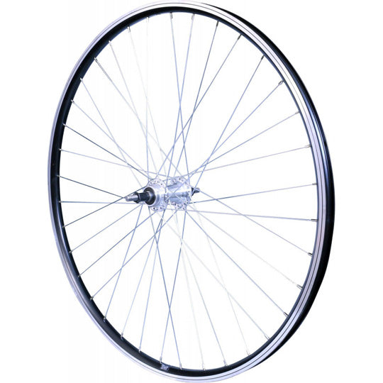 ROUE VTT/VILLE 26" AR AXE PLEIN JANTE NOIR MACH1 ER10 MOY.MICHE V-BRAKE A VISSER 5/6/7V