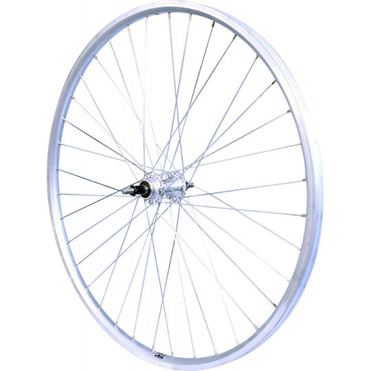 ROUE VTC 28" AR ECROU AXE PLEIN JANTE ARGENT MACH1 ER10.MOY.MICHE A VISSER 5/6/7V V-BRAKE