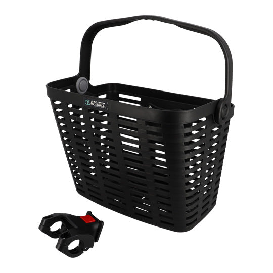 PANIER AV A CLIPS PLASTIQUE OPTIMIZ NOIR 355X260X280MM (FIXATION DE 22/26/31.8MM)