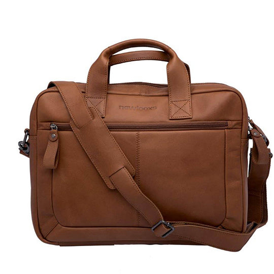 SACOCHE VELO PORTE BAGAGE NEWLOOXS CUIR LUKO COGNAC - 10 LITRES - 400X310X80MM