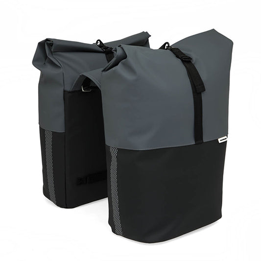 SACOCHE VELO PORTE BAGAGE A PONT NEWLOOXS NYBORG DOUBLE GRIS FONCE/NOIR MIK - 34 LITRES -