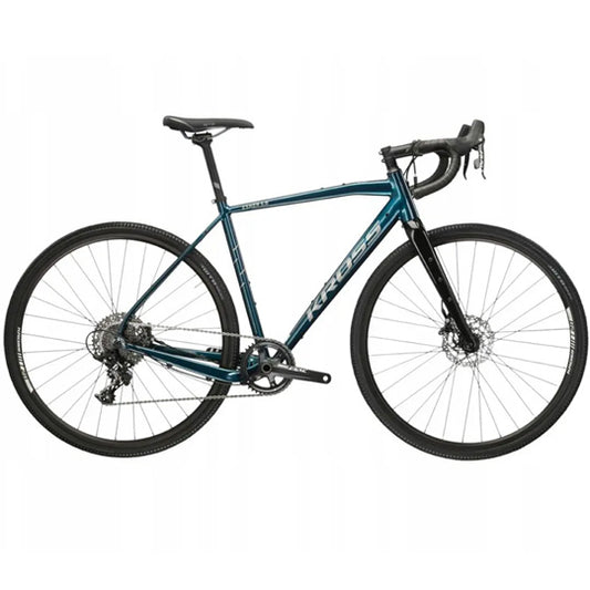 VELO GRAVEL 28" KROSS ESKER 5.0 TAILLE L (21") ALUMINIUM FOURCHE CARBONE TURQUOISE/NOIR
