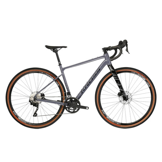 VELO GRAVEL 28" KROSS ESKER 5.0 TAILLE L (20") ALUMINIUM FOURCHE CARBONE GRIS/BLEU MARINE