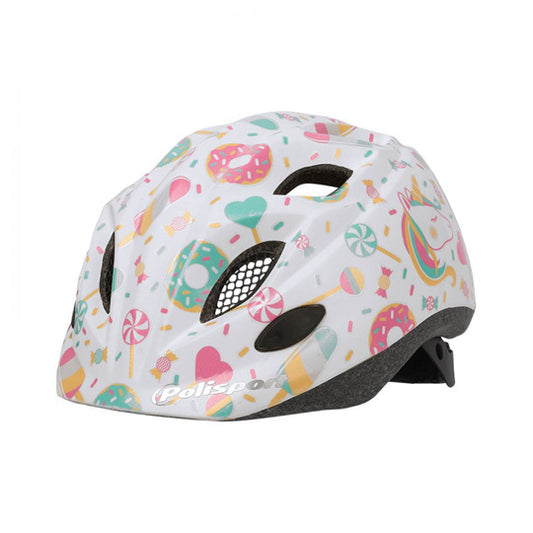 CASQUE ENFANT BABY POLISPORT XS KIDS LOLLIPOPS BLANC IN-MOLD AVEC REGLAGE OCCIPITAL 48/52