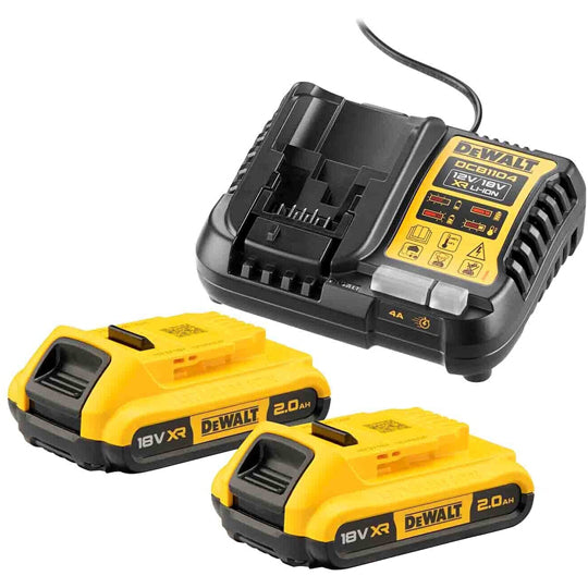 PACK 2 BATTERIES XR DEWALT 18V 2AHLI-ION + CHARGEUR