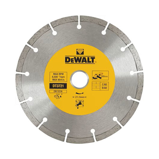 DISQUE FRITTÉ DEWALT SEGMENTÉ POURMATÉRIAUX DE CONSTRUCTION/BÉTON 180X22.2MM