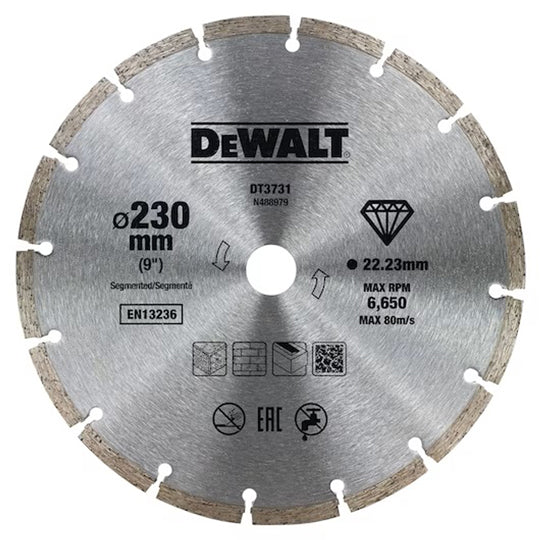 DISQUE FRITTÉ DEWALT SEGMENTÉ POURMATÉRIAUX DE CONSTRUCTION/BÉTON 230X22.2MM