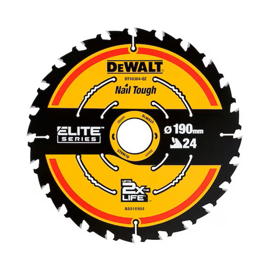 LAME DE SCIE CIRCULAIRE SANS FIL CARBURE ELITE DEWALT, 190X30MM, 24 DENTS, ATB/TRONÇONNAGE