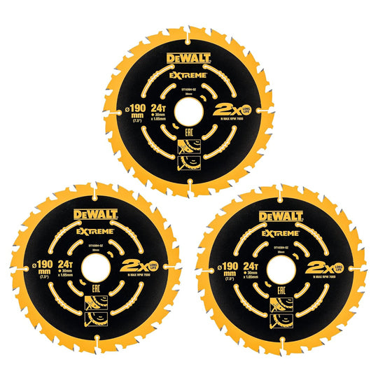 PACK DE 3 LAMES ELITE DEWALT  3X190MM 24 DENTS