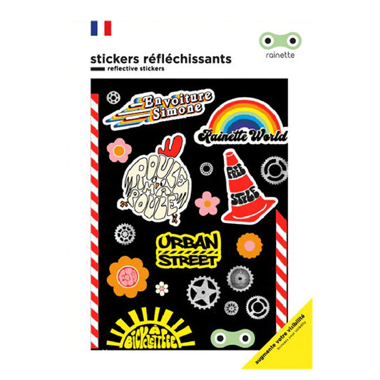 AUTOCOLLANT/STICKER REFLECHISSANT RAINETTE URBAN (PLANCHE 137X172MM)