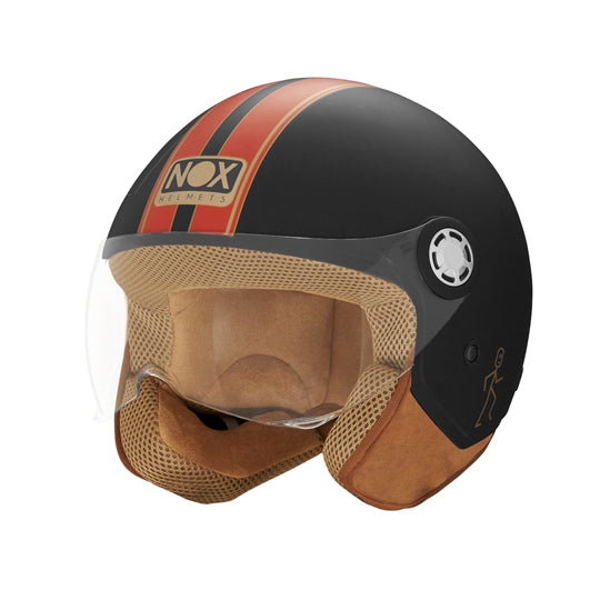 CASQUE JET NOX N 210 EVO NOIR MAT ROUGE T53-54 XS - CE 22.06