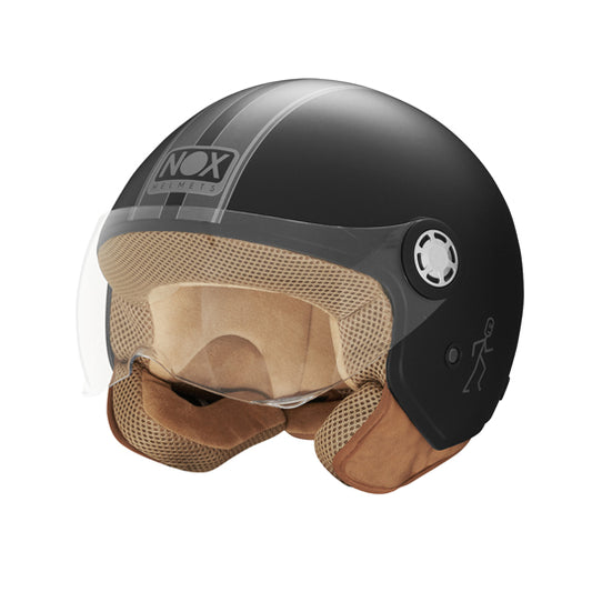 CASQUE JET NOX N 210 EVO NOIR MAT TITANIUM T55-56 S - CE 22.06