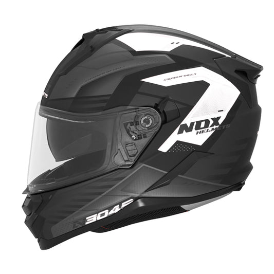CASQUE INTEGRAL DOUBLE ECRAN  NOX N304S CARVER NOIR MAT BLANC T59-60 L- CE 22.06