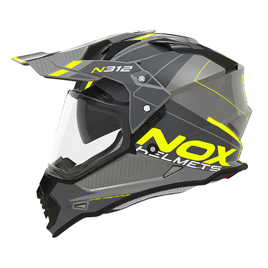 CASQUE CROSS DOUBLE ECRAN NOX N312 DRONE NARDO JAUNE T63-64 XXL - CE 22.06