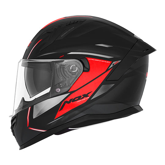 CASQUE INTEGRAL DOUBLE ECRAN  NOX N401 XENO NOIR MAT ROUGE T53-54 XS -CE 22.06