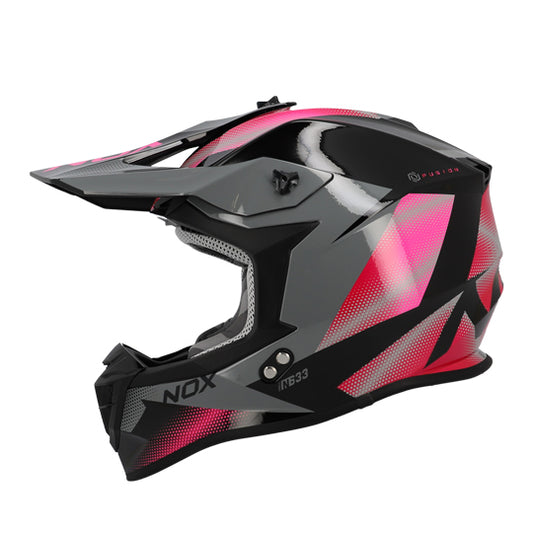 CASQUE CROSS NOX N633 FUSION GRIS NARDO IRRIDIUM ROSE T57-58 M - CE 22.06