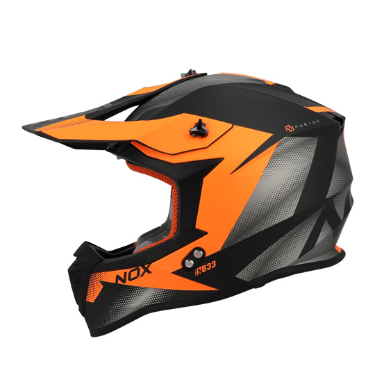 CASQUE CROSS NOX N633 FUSION NOIR MAT ORANGE T63-64 XXL - CE 22.06