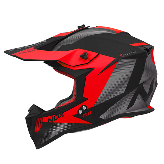 CASQUE CROSS NOX N633 FUSION NOIR MAT ROUGE T63-64 XXL - CE 22.06