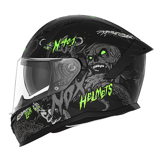 CASQUE INTEGRAL NOX ENFANT N731 ZU MBI NOIR MAT VERT T51-52 YL - CE 22.06