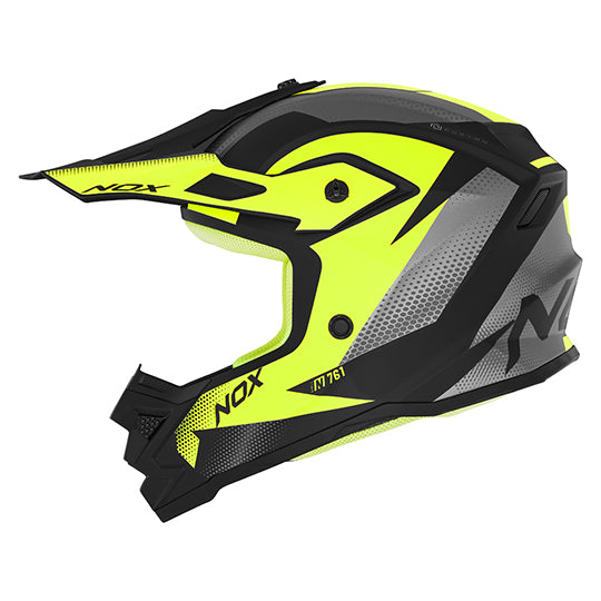 CASQUE CROSS NOX ENFANT N761 FUSIONNOIR MAT JAUNE FLUO T53-54 YXL - C E 22.06