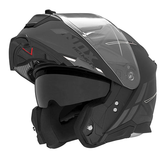 CASQUE MODULABLE NOX N967 SYNCHRO NOIR MAT BLANC T59-60 L - CE 22.06