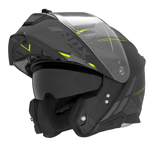 CASQUE MODULABLE NOX N967 SYNCHRO NOIR MAT JAUNE T61-62 XL - CE 22.06