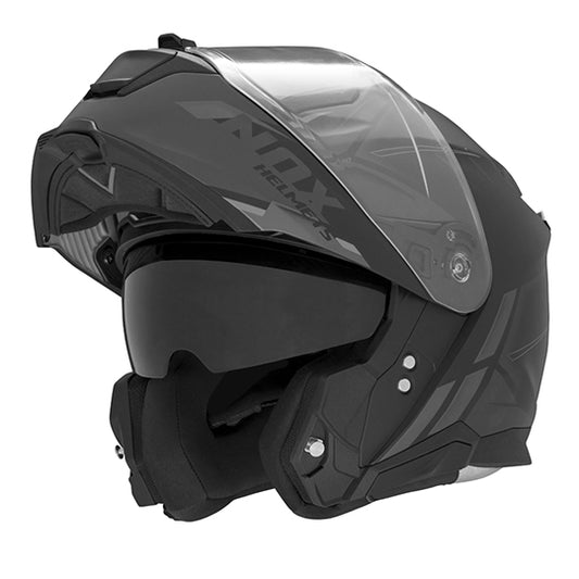 CASQUE MODULABLE NOX N967 SYNCHRO NOIR MAT TITANIUM T53-54 XS - CE 22.06