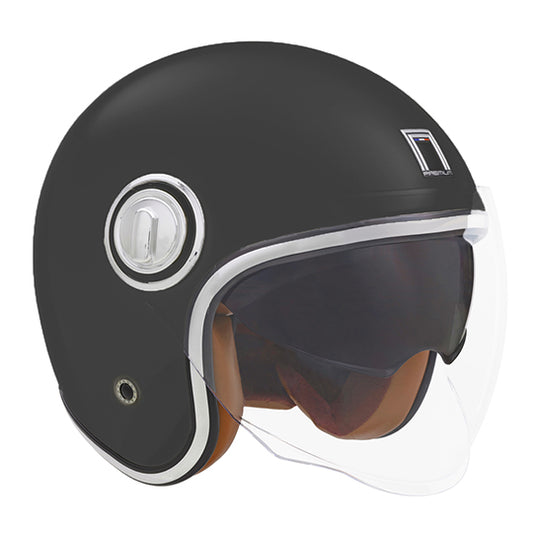 CASQUE JET NOX PREMIUM HERITAGE NOIR MAT T55-56 S - CE 22.06