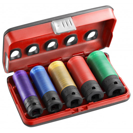 COMPO DE 5 DOUILLES LONGUES À CHOC PAROI  ALU 15-17-19-21-22 FACOM