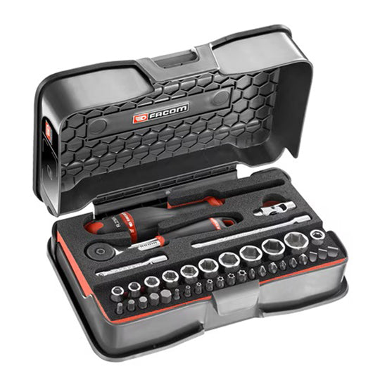 COFFRET CLIQUET + DOUILLES 1/4" 6 PANS FACOM