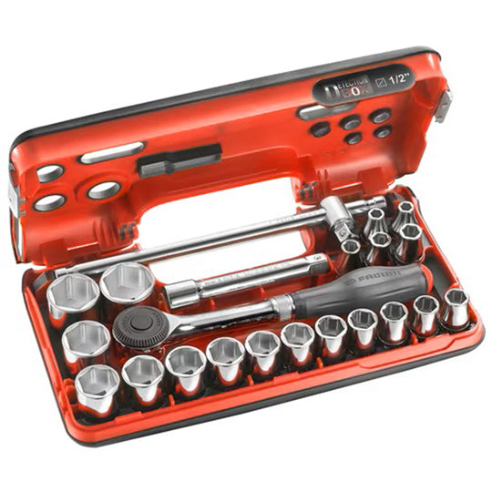 COFFRET DBOX CLIQUET MANCHE ROTATIF+ DOUILLES 1/2" 6 PANS 22 PCS FACOM