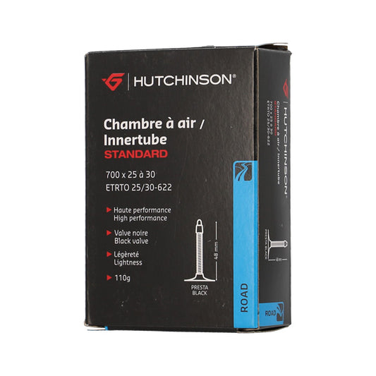 CHAMBRE A AIR VELO 700C (25/30-622) VP 48 MM HUTCHINSON STANDARD (VALVE NOIRE)