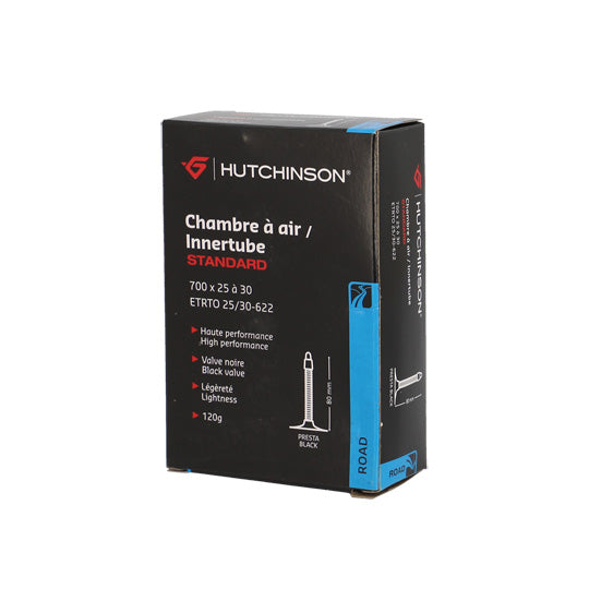 CHAMBRE A AIR VELO 700C (25/30-622) VP 80 MM HUTCHINSON STANDARD (VALVE NOIRE)