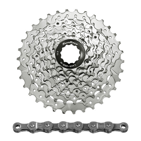 CASSETTE ET CHAINE  9V. VTT SUNRACE CSM96/CNM94 - 11-34DTS (COMPATIBLE SHIMANO)
