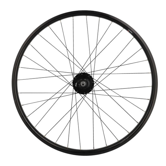 ROUE VILLE 26" AV ECROU AXE PLEIN JANTE NOIR MACH1 M910 MOY SHIMANO DYNAMO 6V 3.0W DISQU