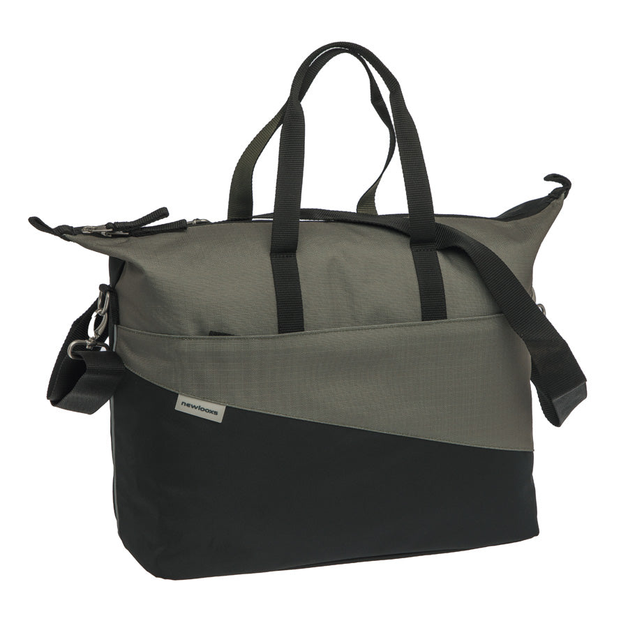 SACOCHE VELO PORTE BAGAGE NEWLOOXS OSLO TENDO SINGLE NOIR/KAKI- 21 LITRES - 340x440x180M