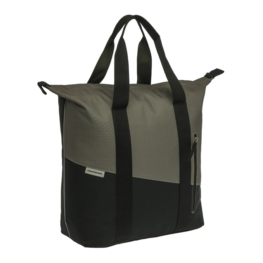 SACOCHE VELO PORTE BAGAGE NEWLOOXS OSLO SHOPPER KOTA NOIR/KAKI - 24 LITRES - 450x360x180M