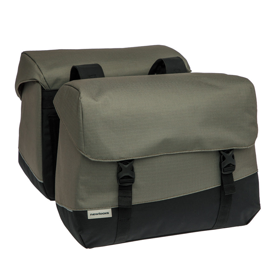 SACOCHE VELO PORTE BAGAGE A PONT NEWLOOXS OSLO JOLI DOUBLE NOIR/KAKI - 37 LITRES - 380x29