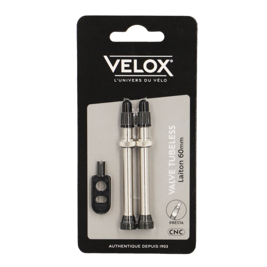 VALVE TUBELESS PRESTA VELOX LAITON ARGENT 60MM (X2)