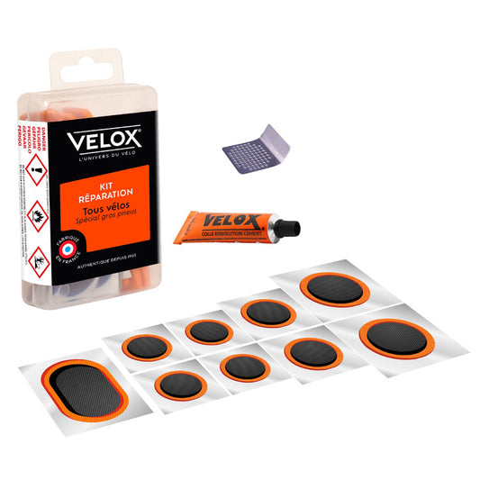 NECESSAIRE REPARATION VELOX GRAVEL/VTT/FAT 9 PIECES + DISSOLUTION 5ML + 1 RAPE