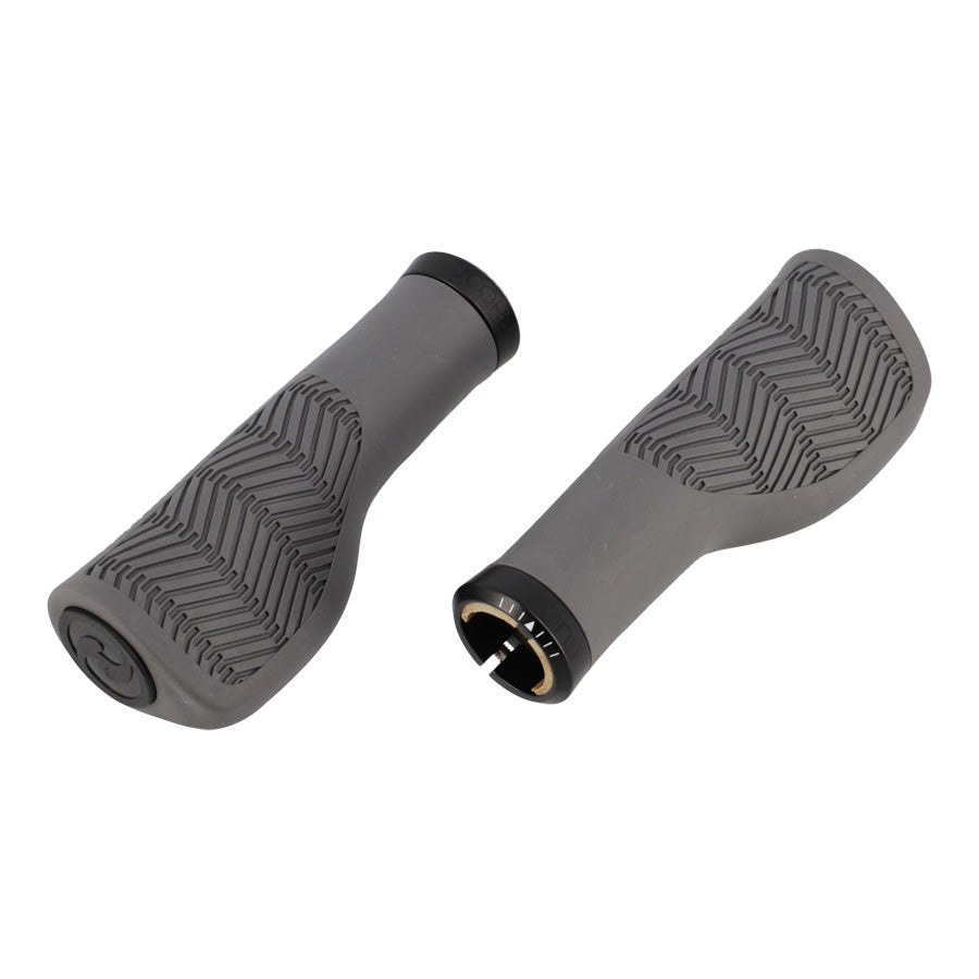 POIGNEE VELO HERRMANS NUCORE 130MM TOWN WAVE ERGONOMIQUE LOCK ON GRIS (PR)