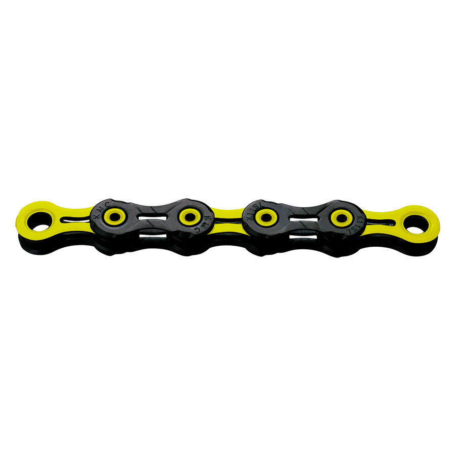 CHAINE VELO 11V. KMC DLC11 NOIR/JAUNE 118M ATTACHE RAPIDE