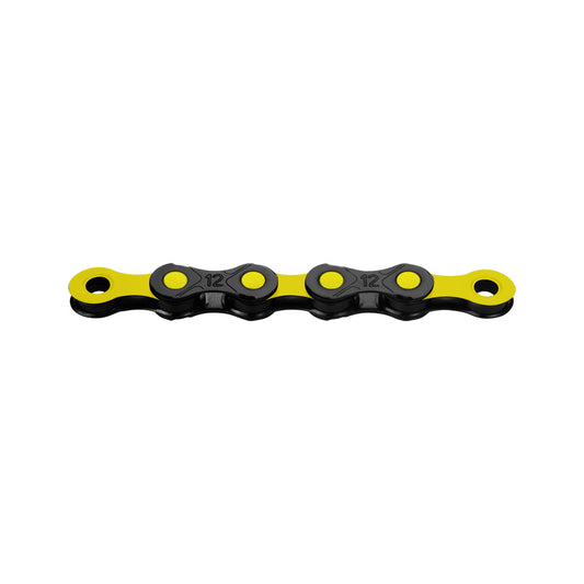 CHAINE VELO 12V. KMC DLC12 NOIR/JAUNE 126M ATTACHE RAPIDE