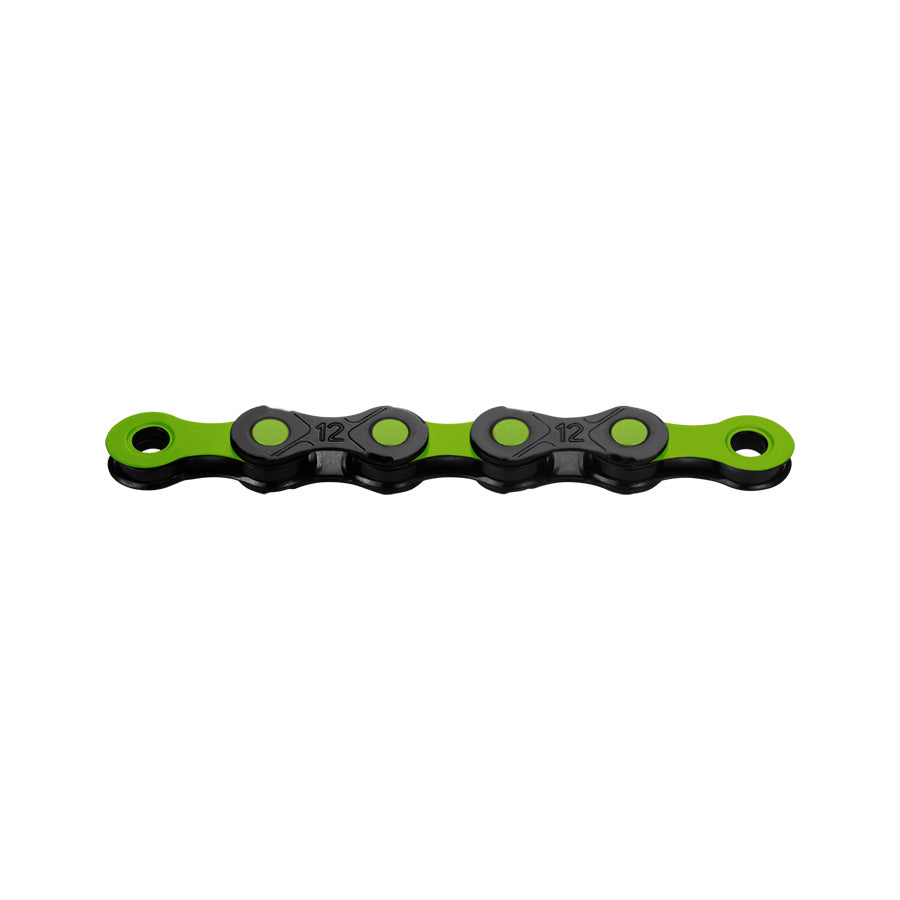 CHAINE VELO 12V. KMC DLC12 NOIR/VERT 126M ATTACHE RAPIDE