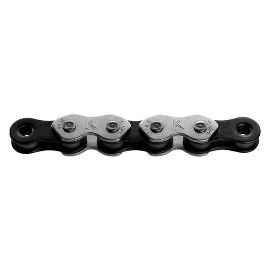 CHAINE VELO  1V. KMC K1 WIDE ARGENT/NOIR 110M ATTACHE RAPIDE