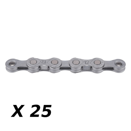 CHAINE VELO 12V. KMC E12 EPT ARGENT 130M ATTACHE RAPIDE ANTI ROUILLE (X25)