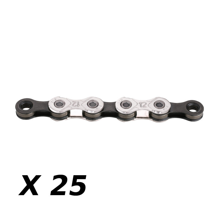 CHAINE VELO 12V. KMC X12 ARGENT/NOIR 126M ATTACHE RAPIDE (X25)